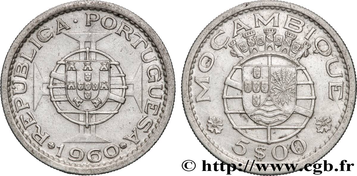 MOZAMBIQUE 5 Escudos colonie portugaise du Mozambique 1960 Lisbonne AU 