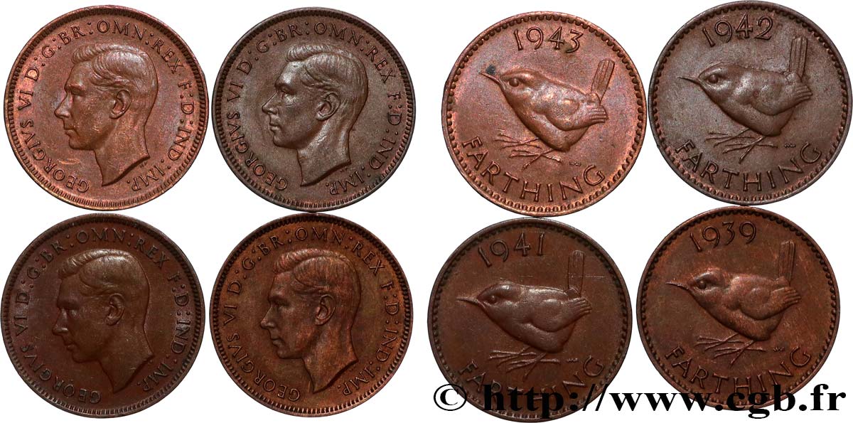 ROYAUME-UNI 4 x 1 Farthing Georges VI n.d.  TTB+ 