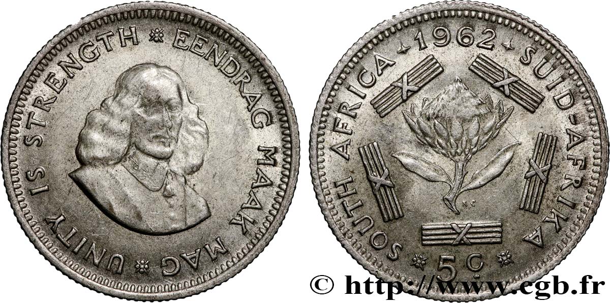 SUDAFRICA 5 Cents 1962 Pretoria SPL 