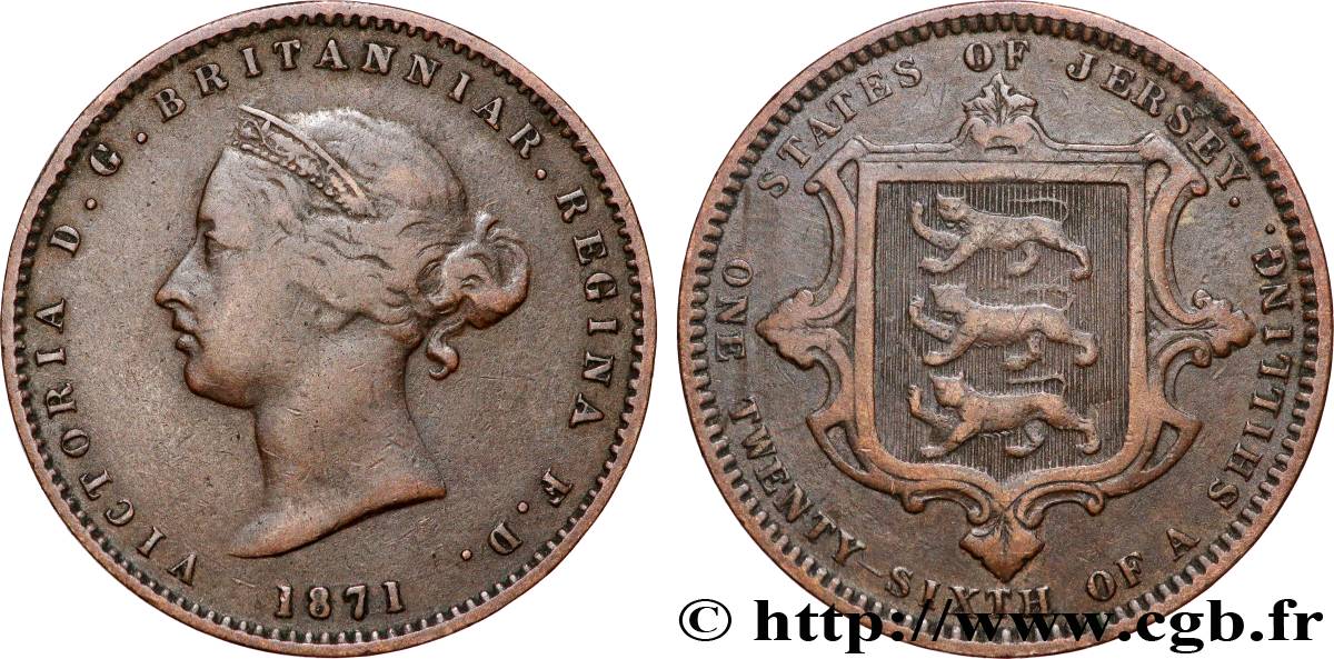 JERSEY 1/26 Shilling Victoria 1871 Londres VF 