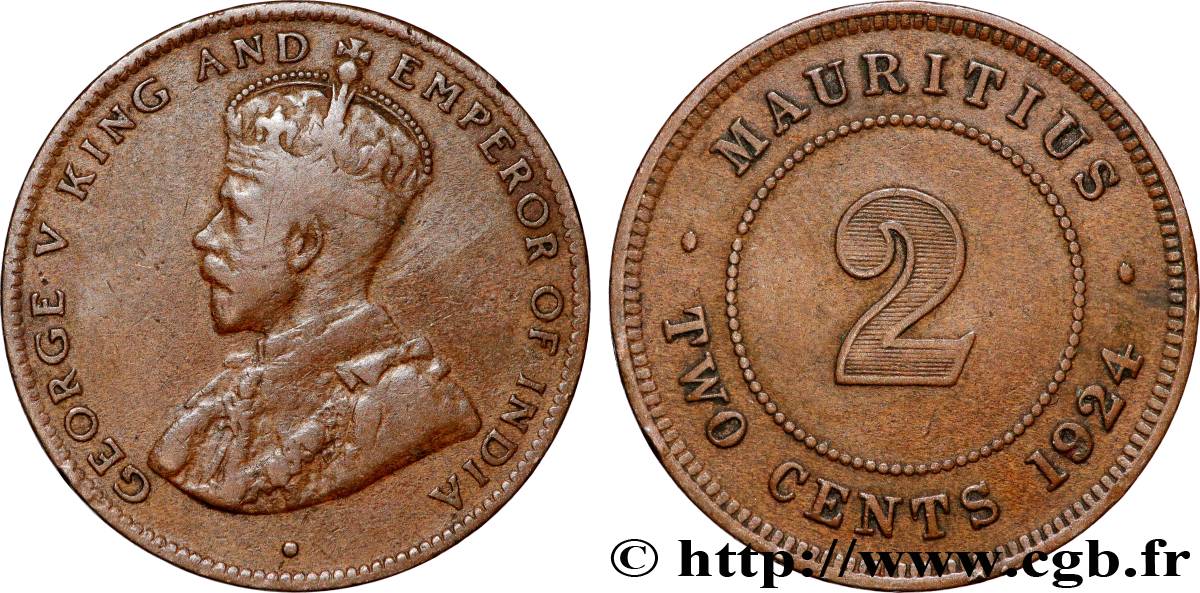 MAURITIUS 2 Cents Georges V 1924  VF 