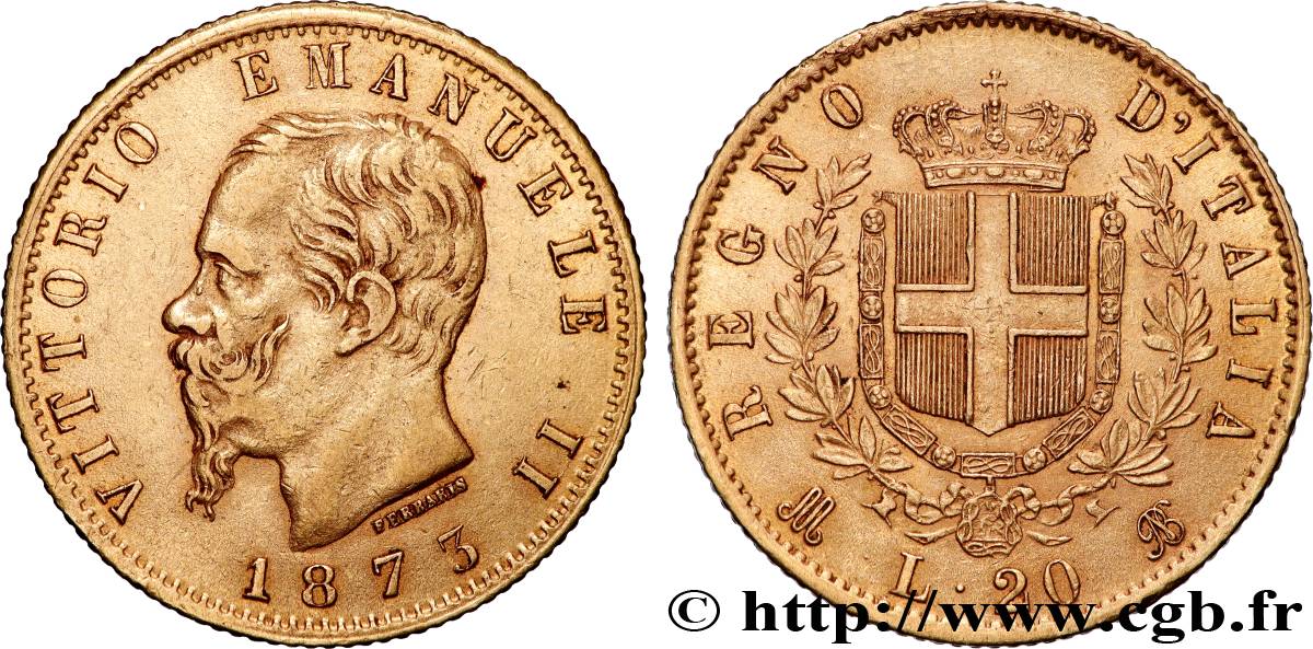 ORO, PALLADIO E PLATINO: INVESTIMENTI 20 Lire Victor Emmanuel II 1873 Milan BB 