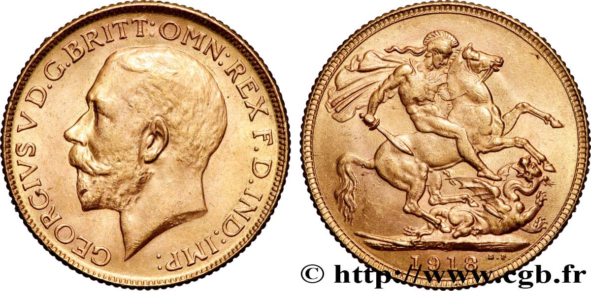 ORO, PALADIO Y PLATINO INVERSIÓN 1 Souverain Georges V 1918 Bombay MBC+ 