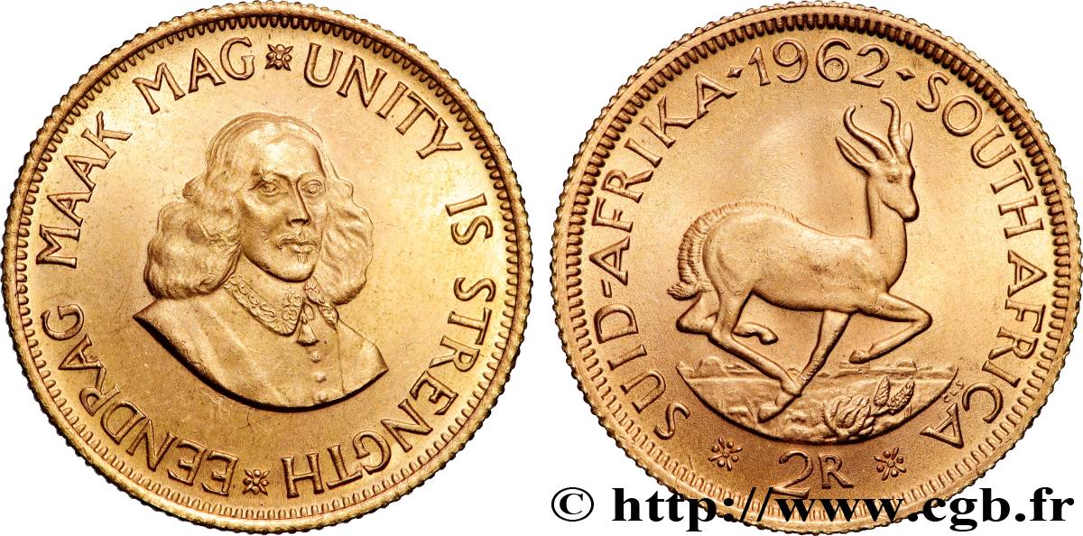 OR, PALLADIUM ET PLATINE INVESTISSEMENT 2 Rand Jan van Riebeeck 1962 Prétoria SPL 