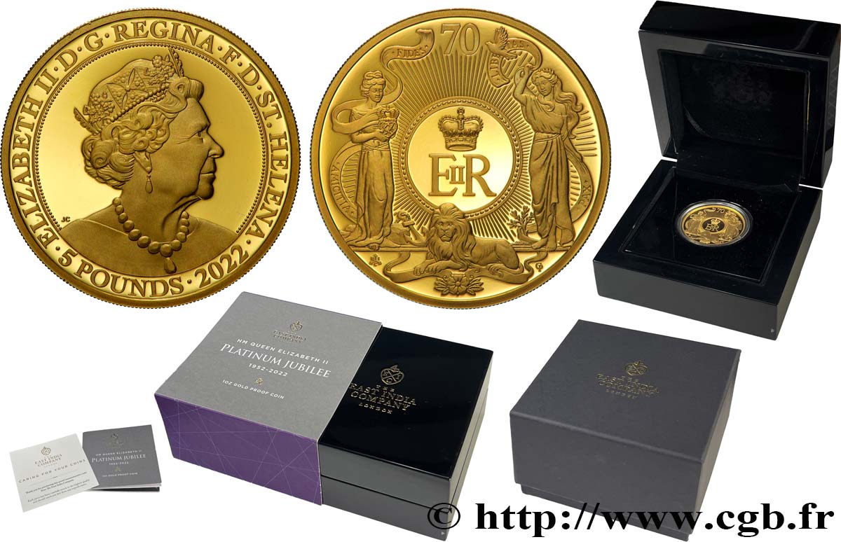 OR, PALLADIUM ET PLATINE INVESTISSEMENT 1 Oz - 5 Pounds (Livres) Proof Jubilée de Platine 2022  FDC 