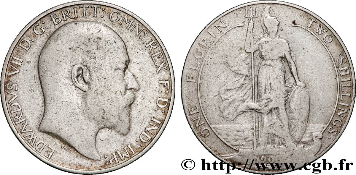 ROYAUME-UNI 1 Florin Edouard VII 190[?] Londres TB+ 