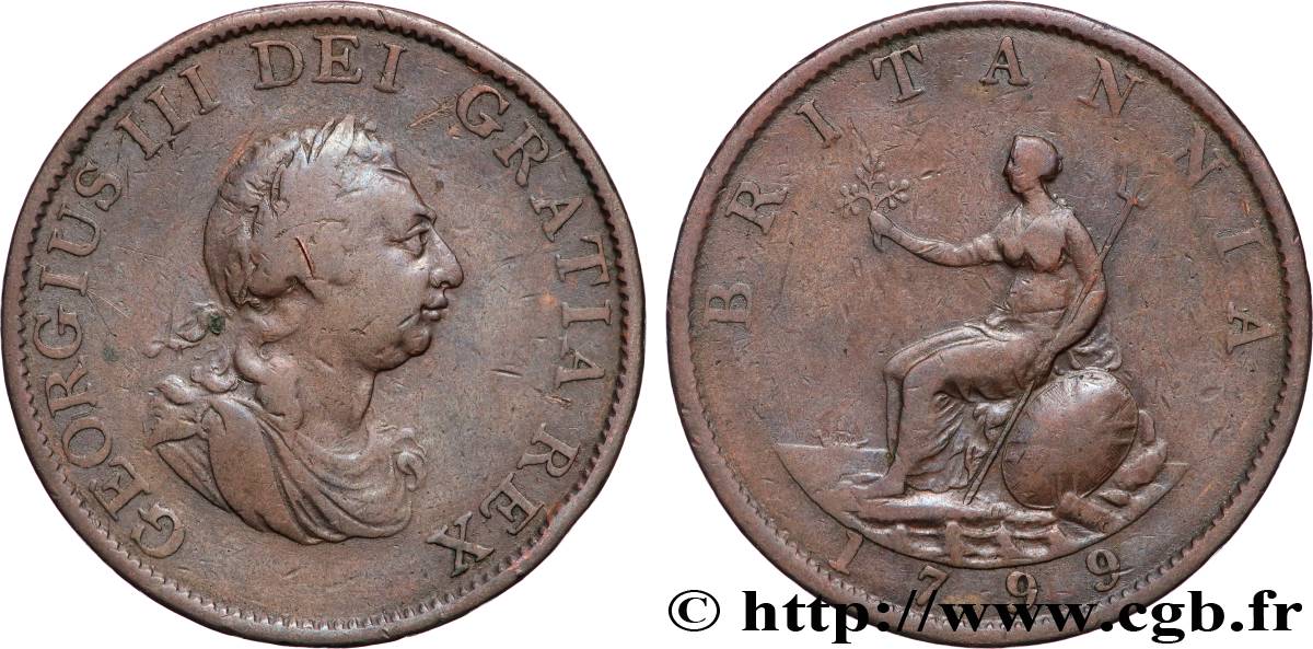 VEREINIGTEN KÖNIGREICH 1/2 Penny Georges III 1799 Soho fSS 