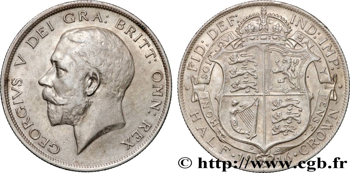 ROYAUME-UNI 1/2 Crown Georges V 1916 Londres TTB 