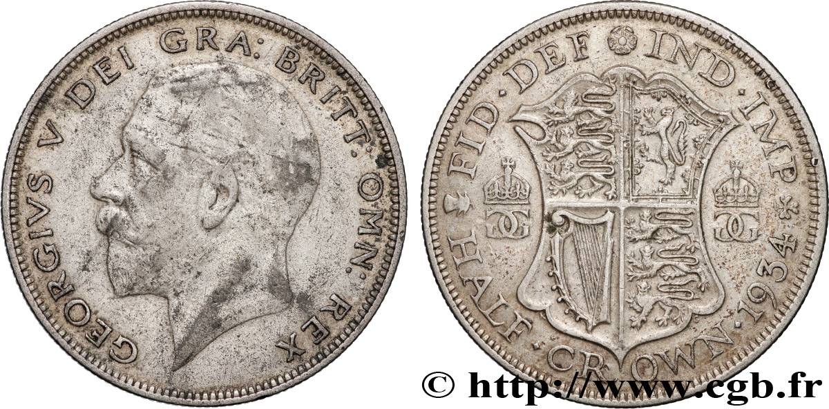 ROYAUME-UNI 1/2 Crown Georges V 1934  TB 