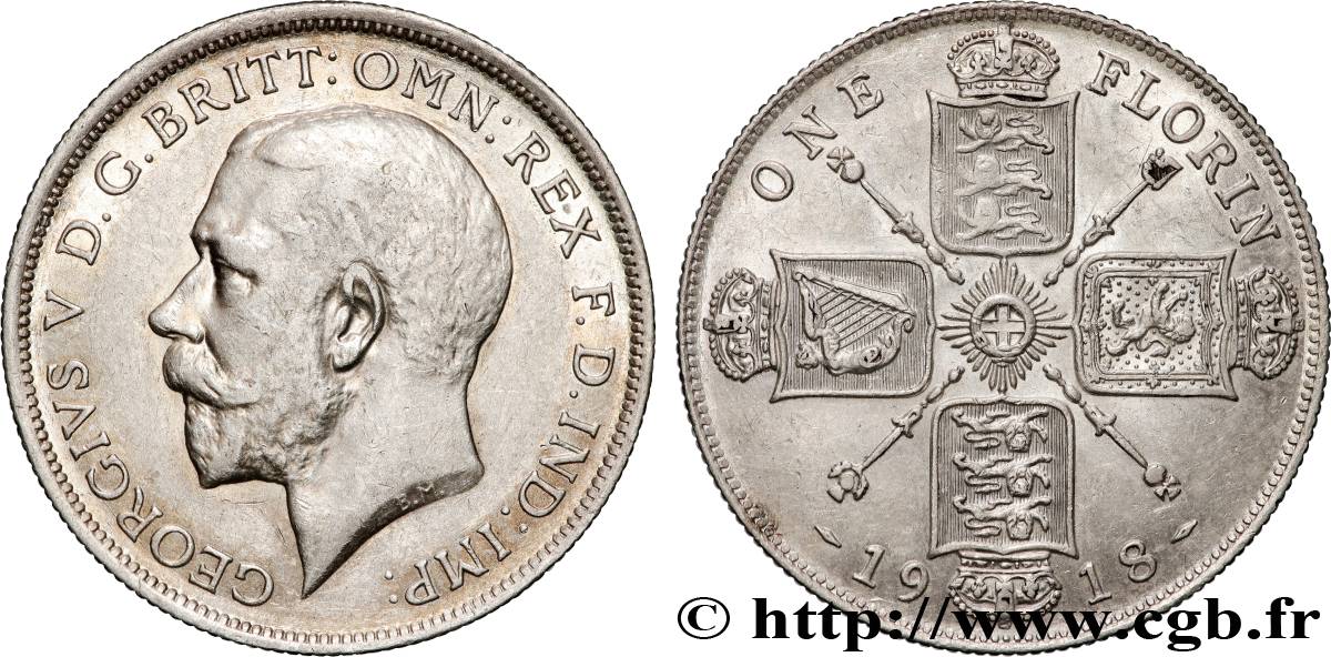 ROYAUME-UNI 1 Florin Georges V 1918  TTB+ 