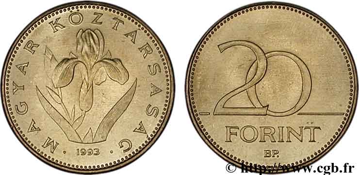UNGHERIA 20 Forint 1993 Budapest MS 