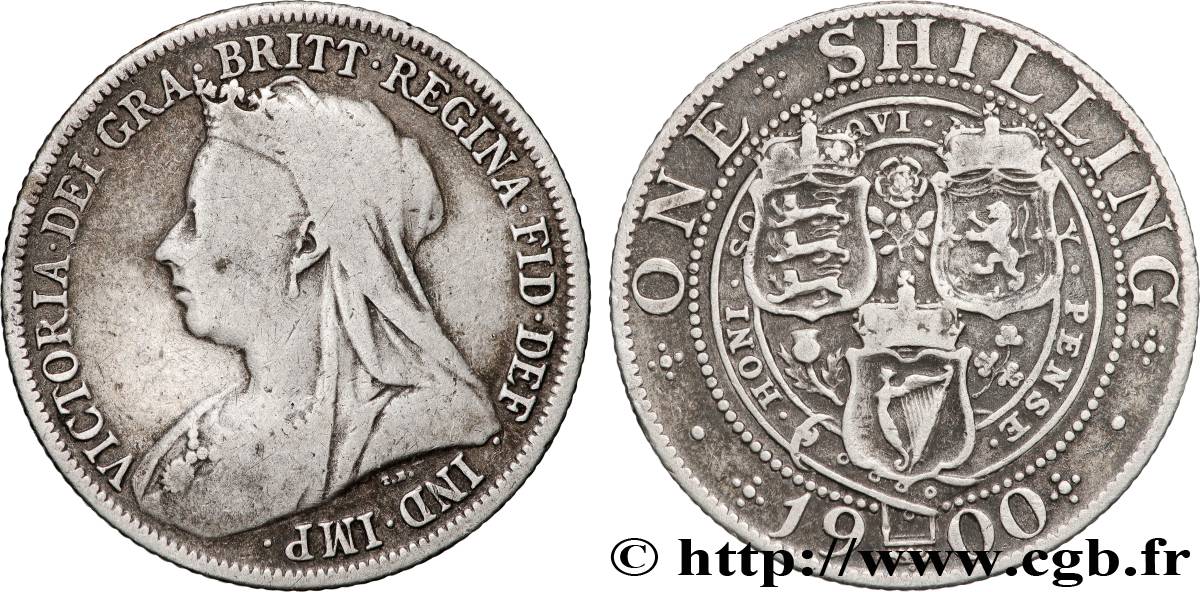 ROYAUME-UNI 1 Shilling Victoria vieille tête  1900 Londres TB 