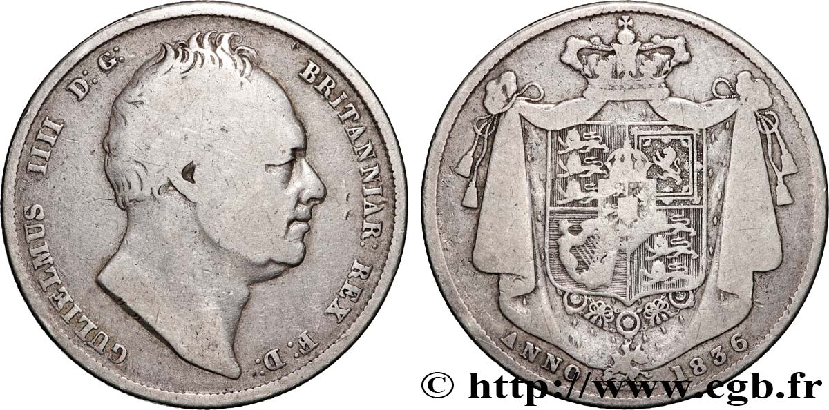 ROYAUME-UNI 1/2 Crown Guillaume IV 1836  TB 