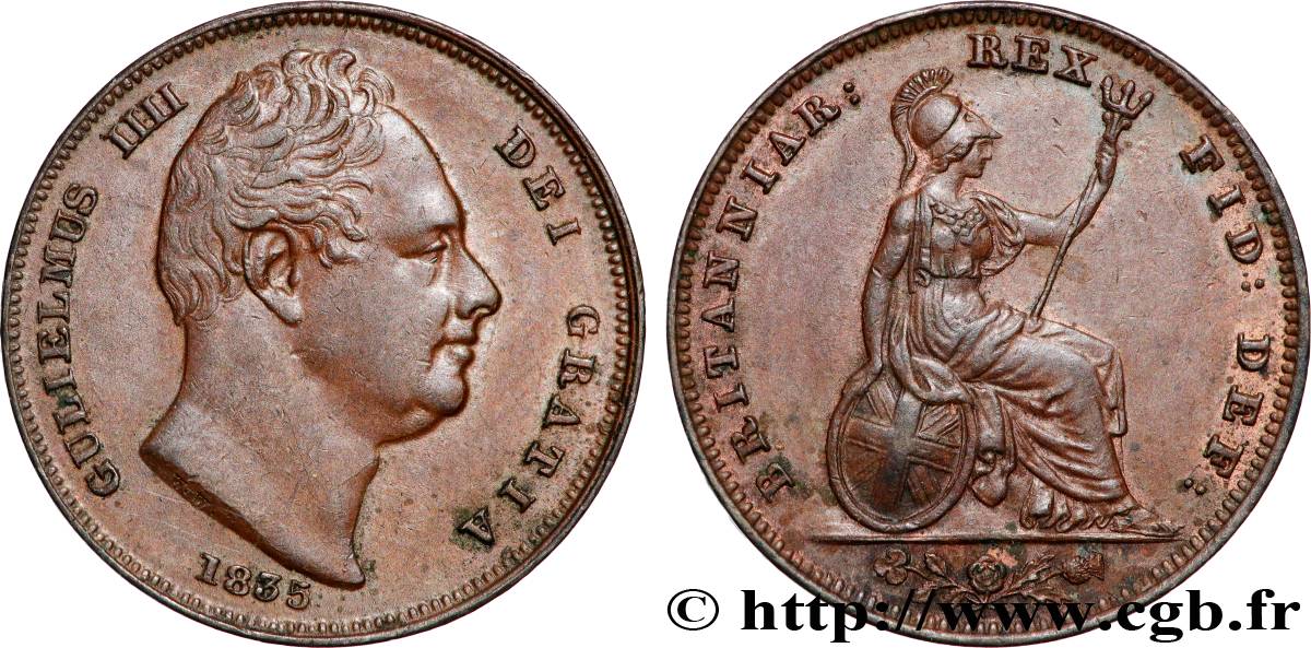 ROYAUME-UNI 1 Farthing Guillaume IV 1835  TTB+ 