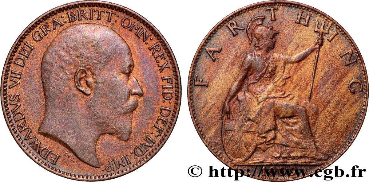 UNITED KINGDOM 1 Farthing Edouard VII 1909 Londres XF 