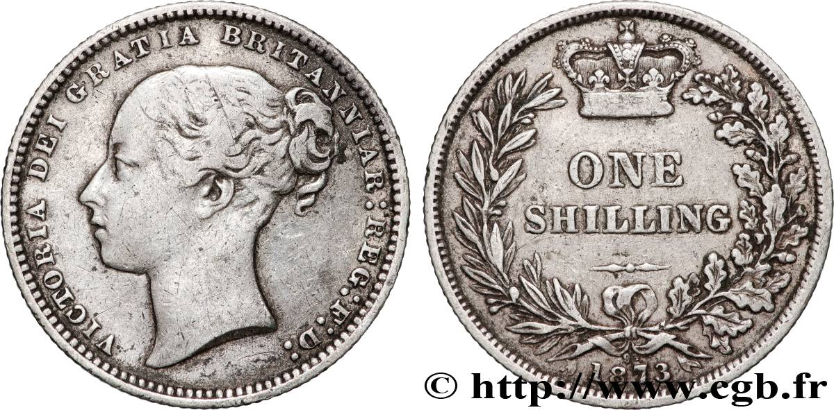 UNITED KINGDOM 1 Shilling Victoria 1873  VF 
