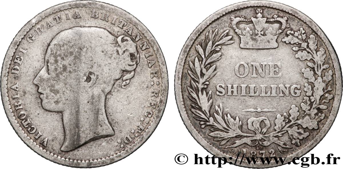 UNITED KINGDOM 1 Shilling Victoria 1872  F 