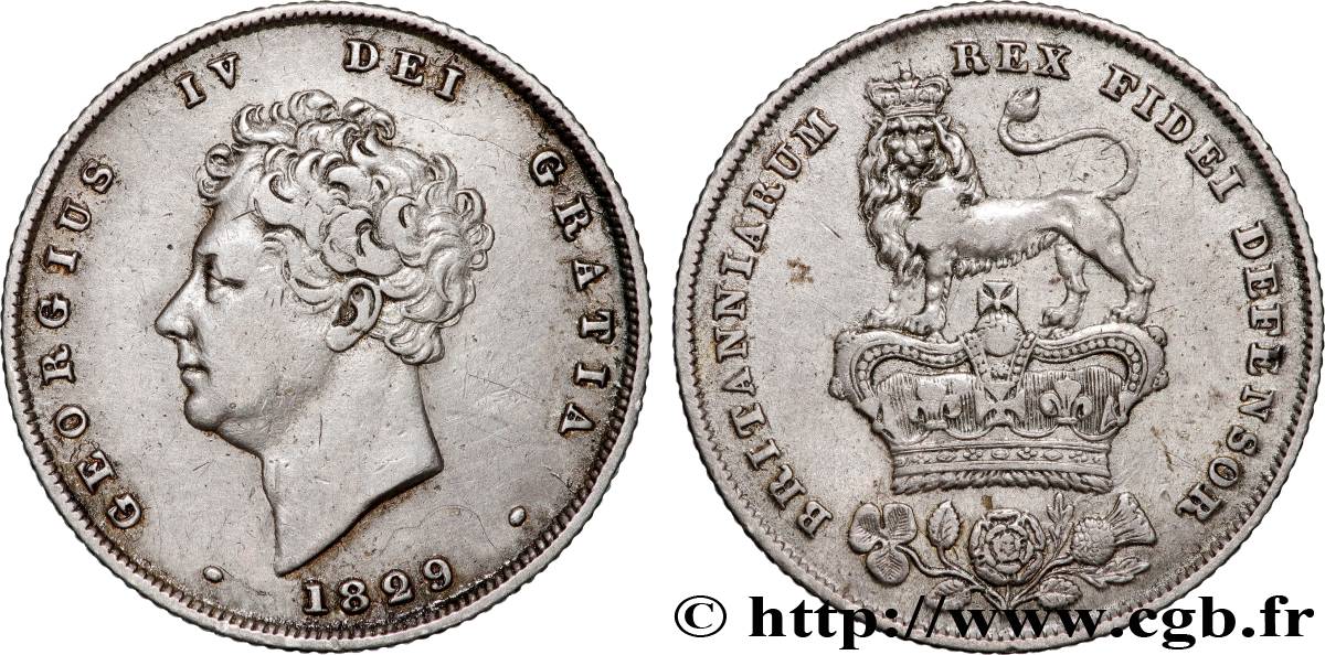 ROYAUME-UNI 1 Shilling Georges IV 1829  TTB 
