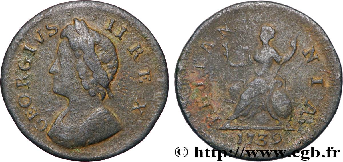 UNITED KINGDOM 1 Farthing Georges II / Britannia 1739  VF 