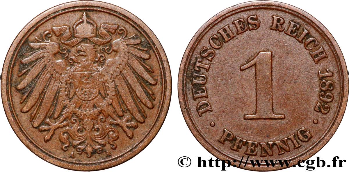 GERMANIA 1 Pfennig 1892 Berlin q.SPL 