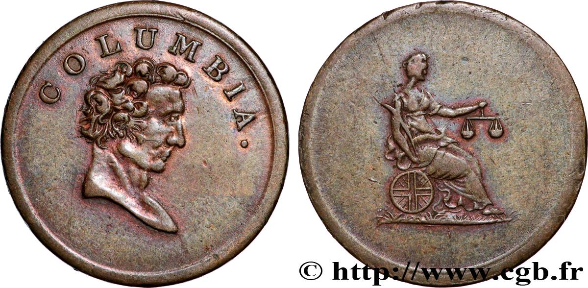 BRITISH TOKENS 1 Farthing Columbia n.d.  XF 