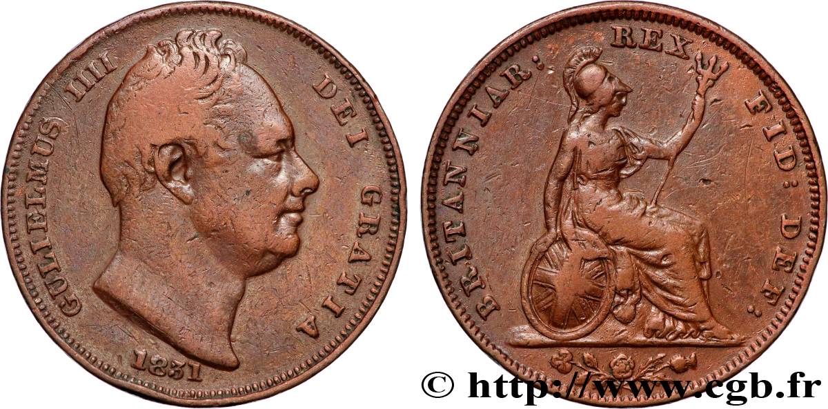 UNITED KINGDOM 1 Farthing Guillaume IV 1831  XF 
