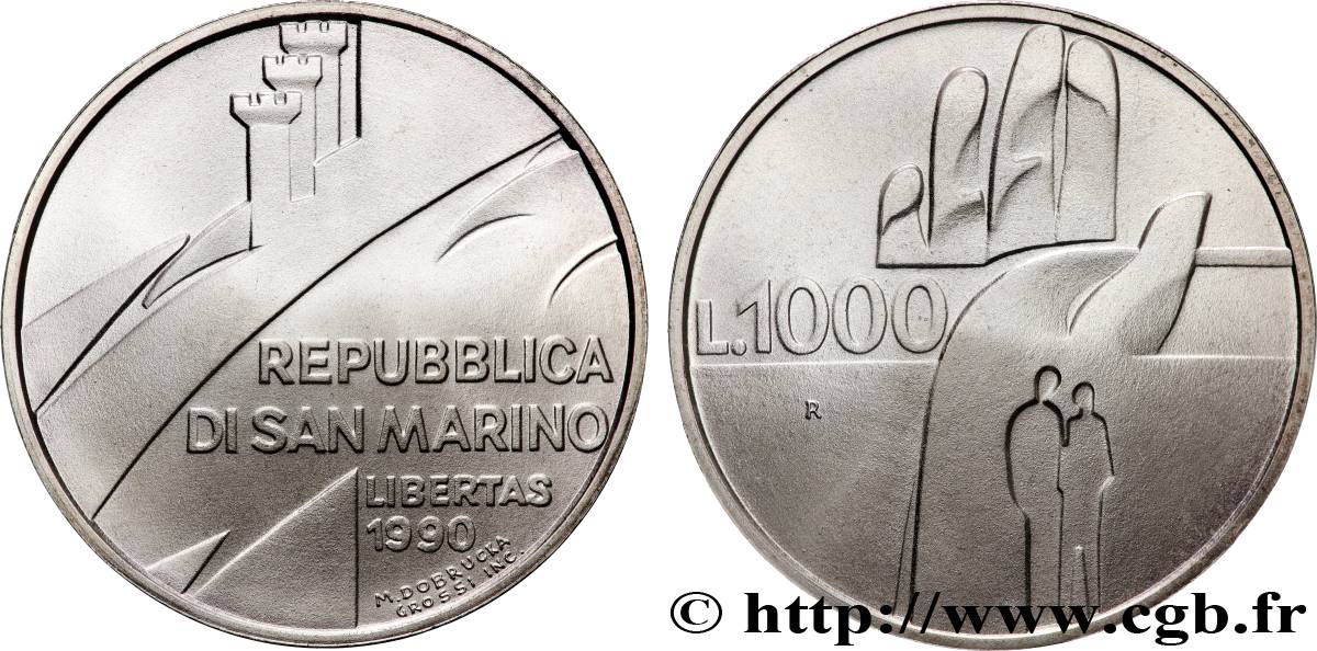SAN MARINO 1000 Lire 1600 ans d’histoire 1990 Rome - R MS 