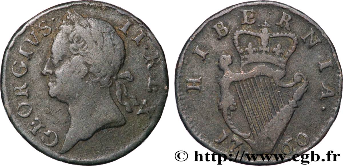 IRLANDE Farthing Georges II 1760  TB 