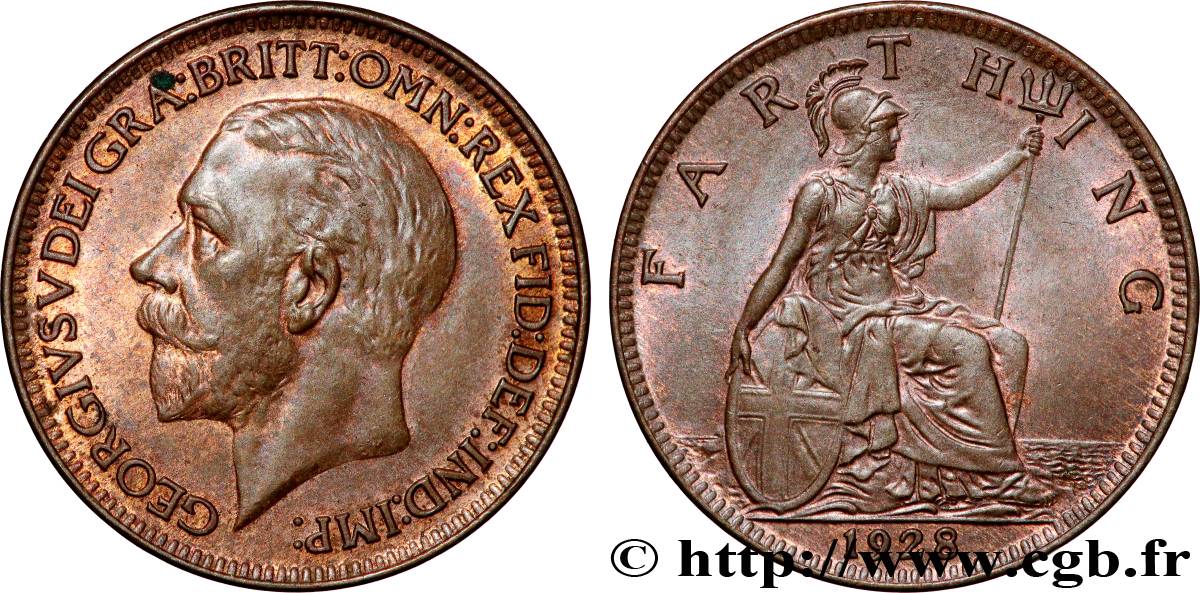 UNITED KINGDOM 1 Farthing Georges V 1928  AU 
