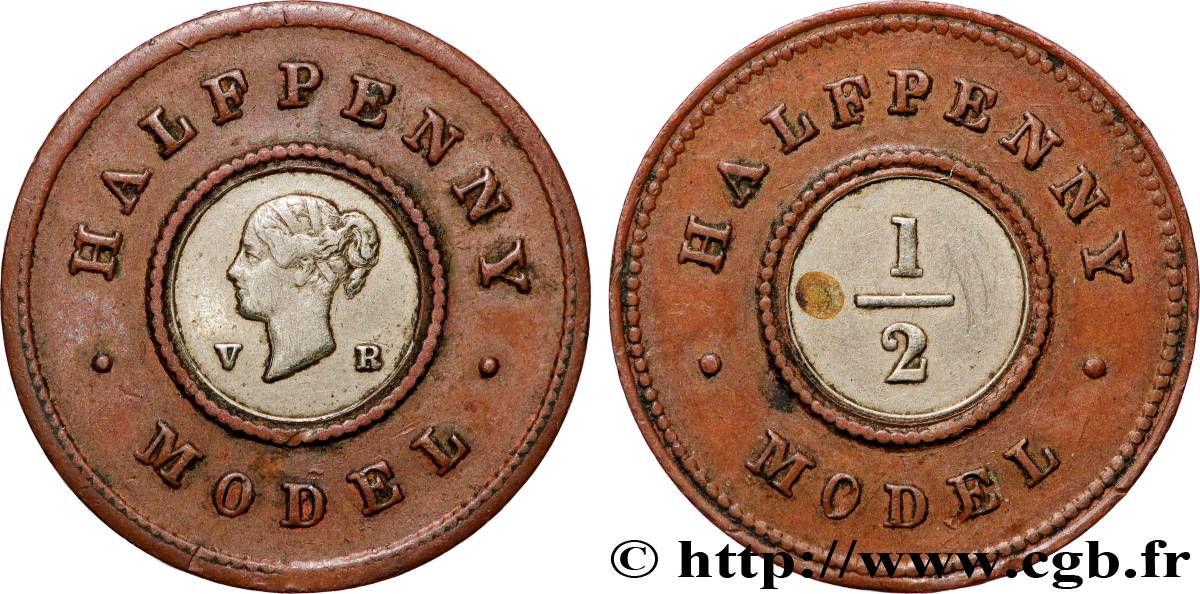 GRAN BRETAGNA - VICTORIA 1/2 Penny Model  n.d. Londres q.SPL 