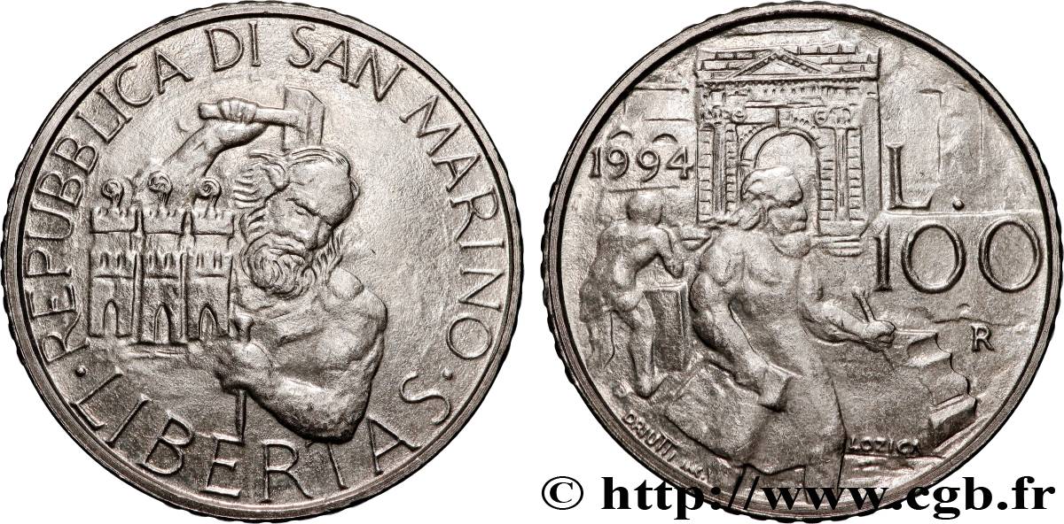 SAN MARINO 100 Lire Vie et légende de Saint Marin 1994 Rome MS 