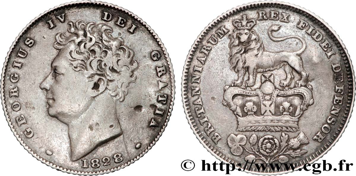 UNITED KINGDOM 6 Pence Georges IV 1828 Londres XF 