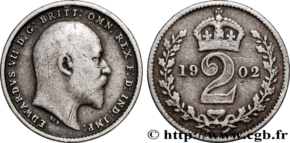 UNITED KINGDOM 2 Pence Edouard VII (maundy coinage) 1902  XF 