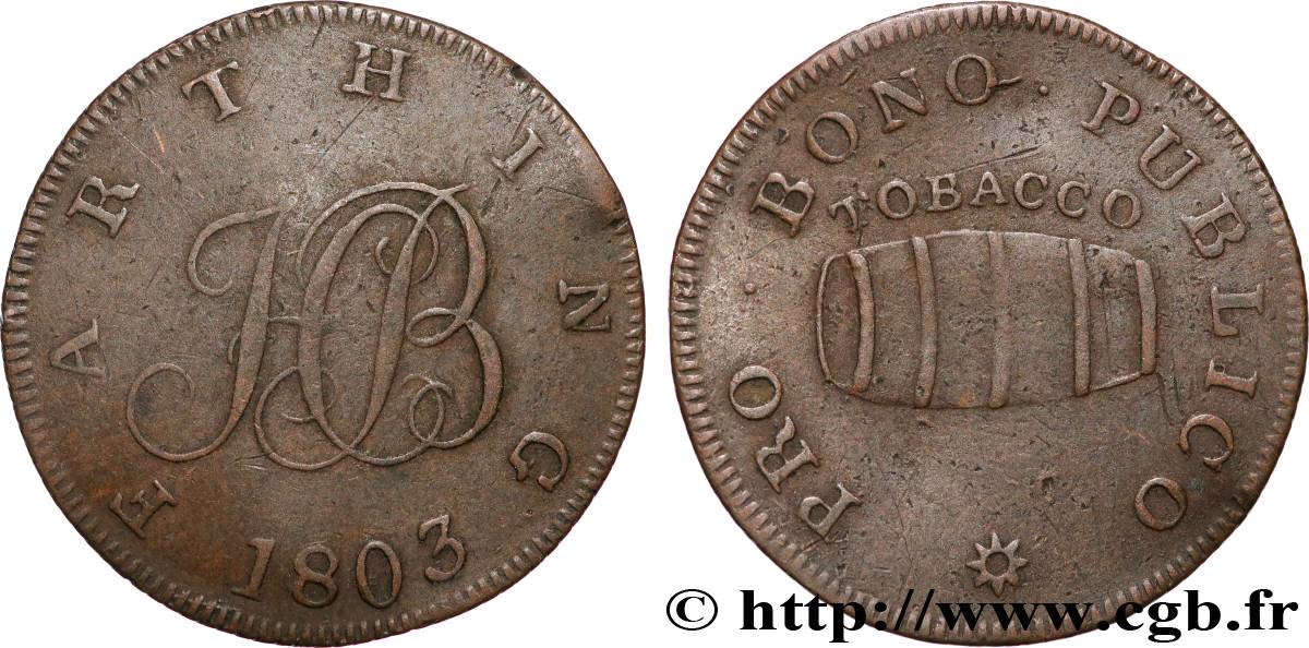 ROYAUME-UNI (TOKENS) 1 Farthing Middlesex 1803  TTB 