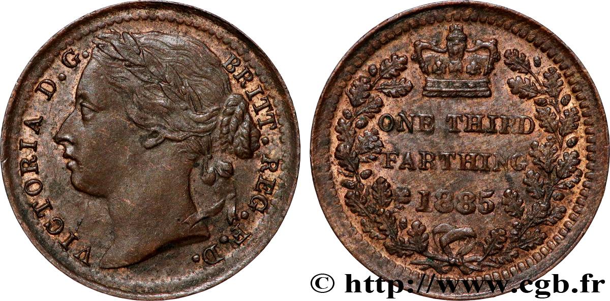 VEREINIGTEN KÖNIGREICH 1/3 Farthing Victoria 1885  VZ 