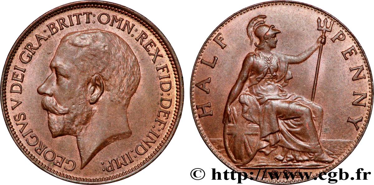 ROYAUME-UNI 1/2 Penny Georges V 1924 Londres SUP 