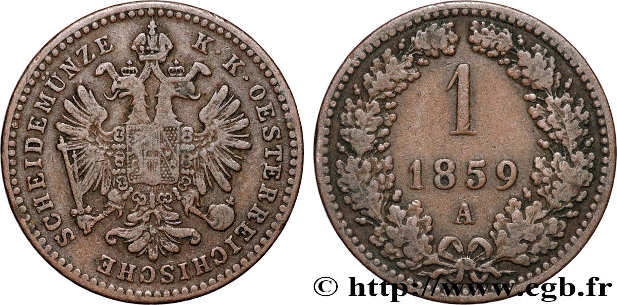 AUTRICHE 1 Kreuzer 1859 Vienne TTB 