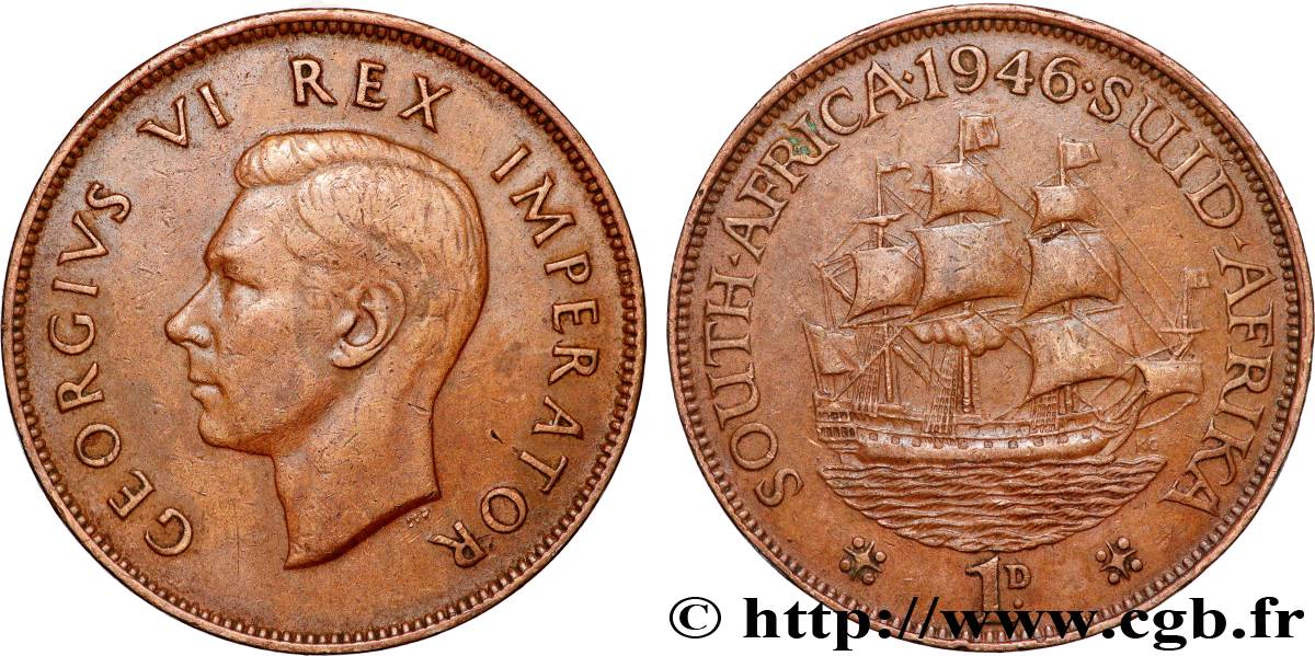 SOUTH AFRICA 1 Penny Georges VI 1946 Pretoria XF 
