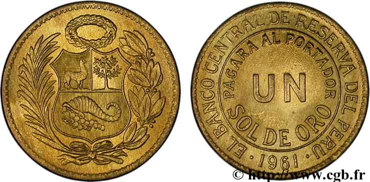 PERU 1 Sol de Oro 1961  MS 