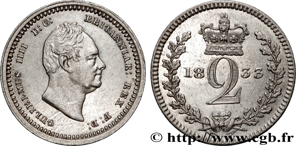 GREAT-BRITAIN -  WILLIAM IV 2 Pence (maundy coinage) 1833  AU 