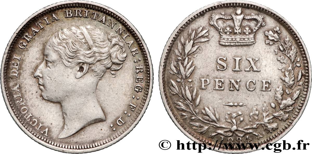 UNITED KINGDOM 6 Pence Victoria 1884  XF 