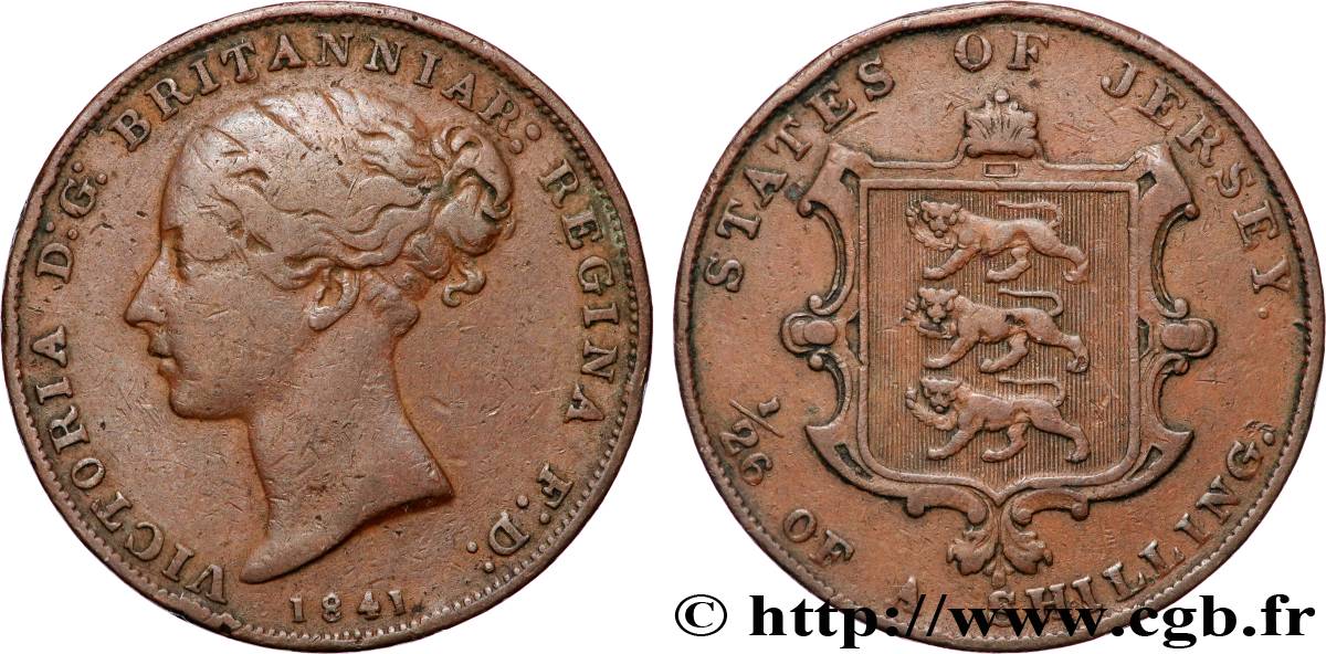 JERSEY 1/26 Shilling Victoria 1841  VF 