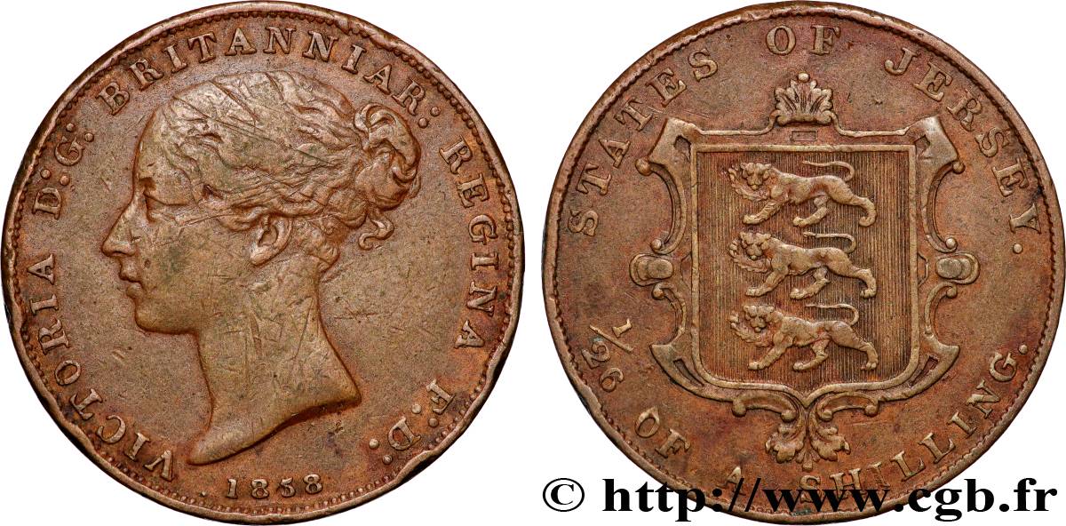 JERSEY 1/26 Shilling Victoria 1858  VF 