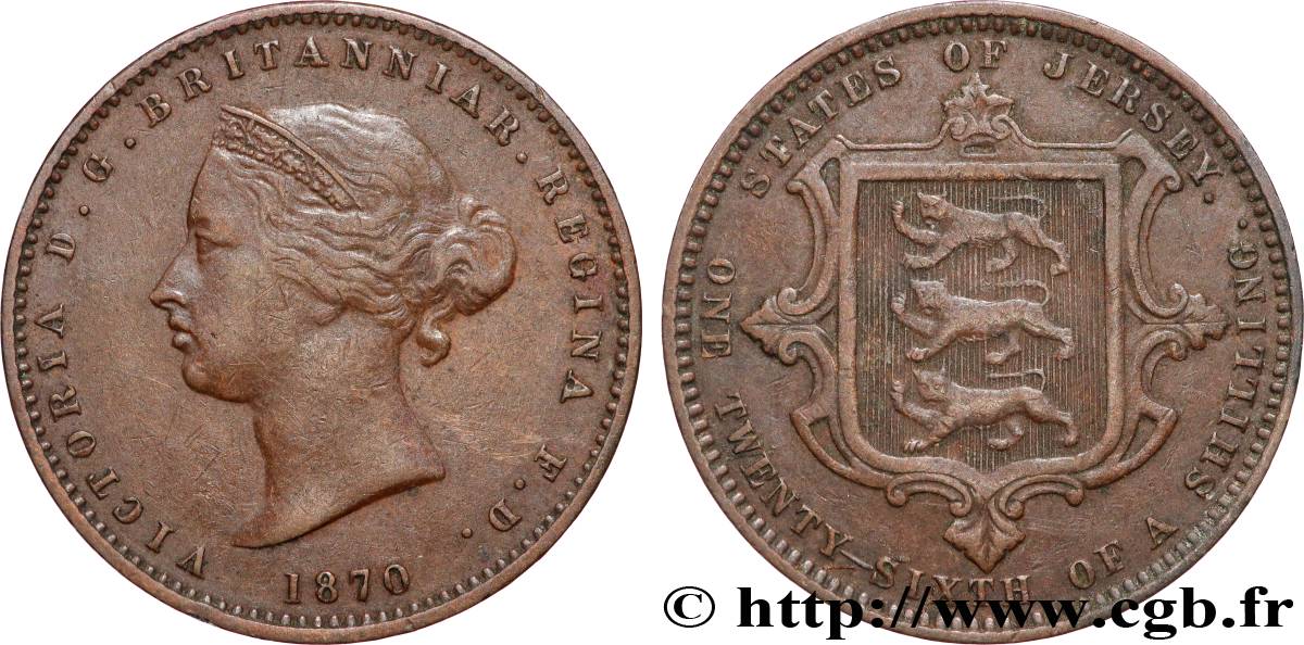 JERSEY 1/26 Shilling Victoria 1870  XF 