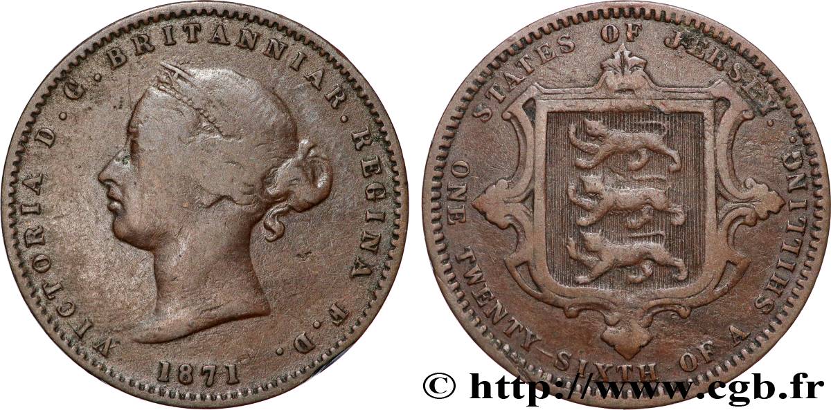 JERSEY 1/26 Shilling Victoria 1871 Londres TB 