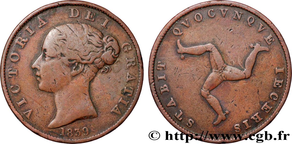 ÎLE DE MAN 1/2 Penny 1839  TTB 