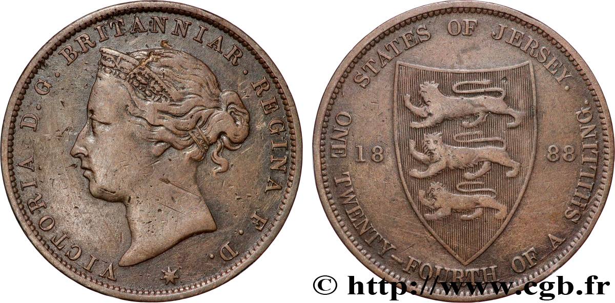 ISLA DE JERSEY 1/24 Shilling Reine Victoria 1888  BC+ 