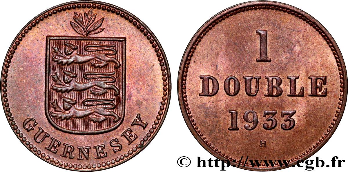 GUERNSEY 1 Double armes du baillage de Guernesey 1933 Heaton AU 
