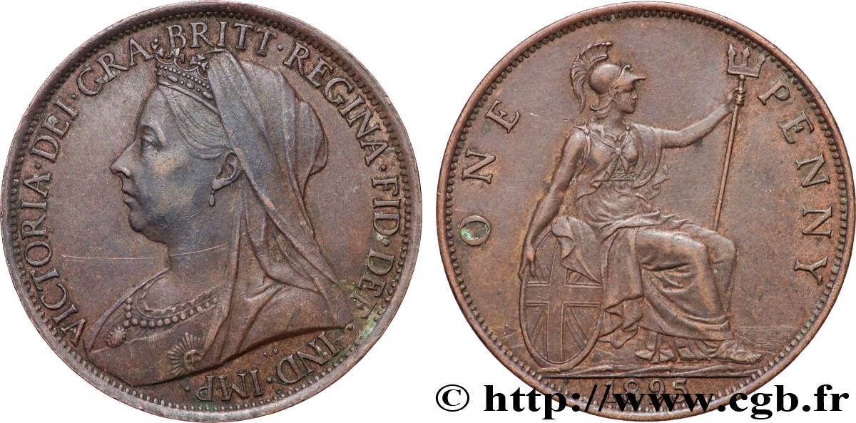 ROYAUME-UNI 1 Penny Victoria “old head” 1895  TTB+ 