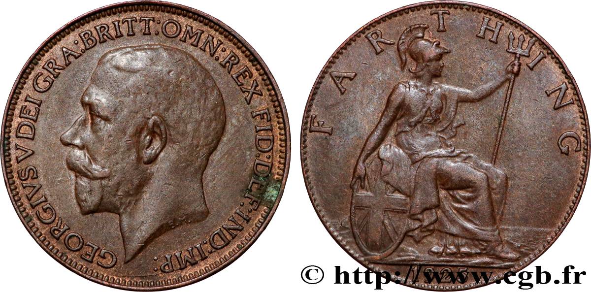 VEREINIGTEN KÖNIGREICH 1 Farthing Georges V 1925 Londres fVZ 